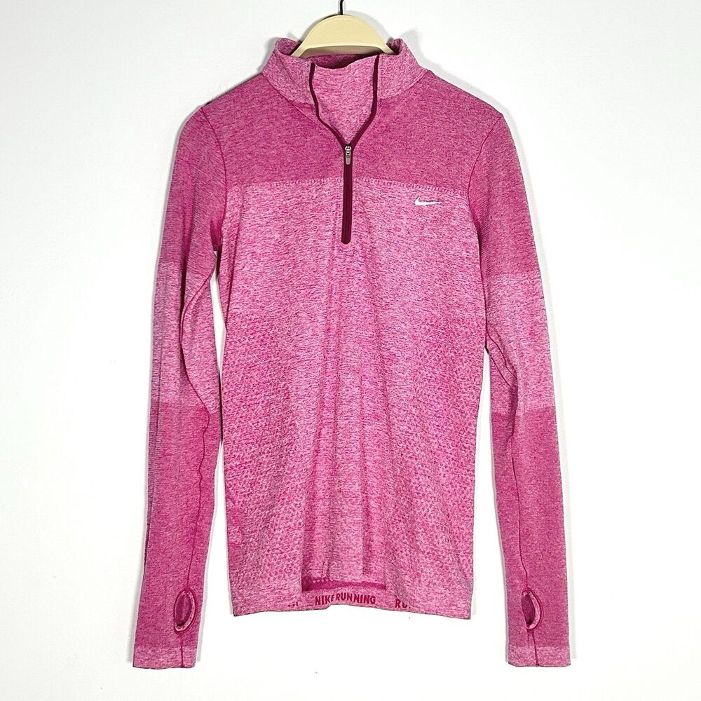Nike Running Women’s M Pink Half Zip Long Sleeve Thumbhole Athletic Top